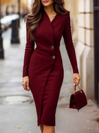 Long-Sleeve Button-Up Blazer Dress