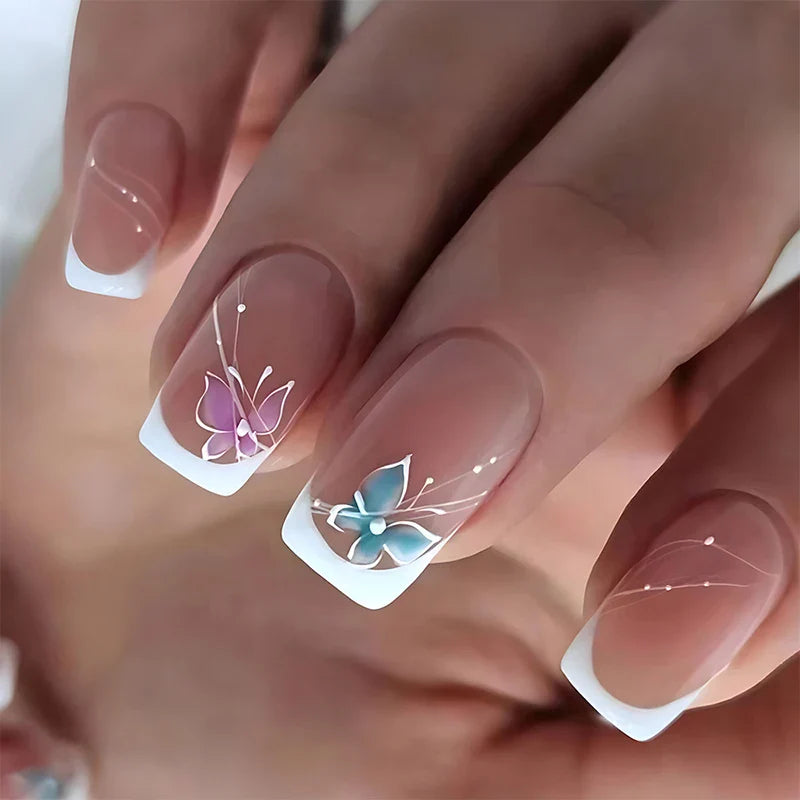 Gradient White Press Nails