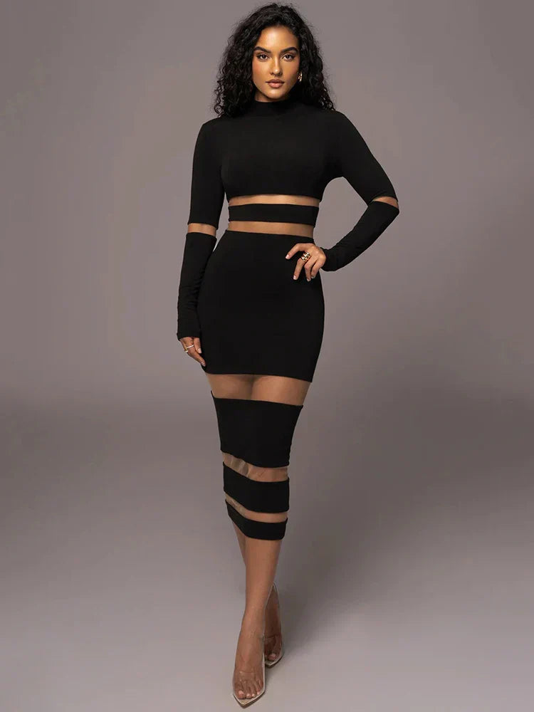 Mozision Patchwork Bodycon Dress