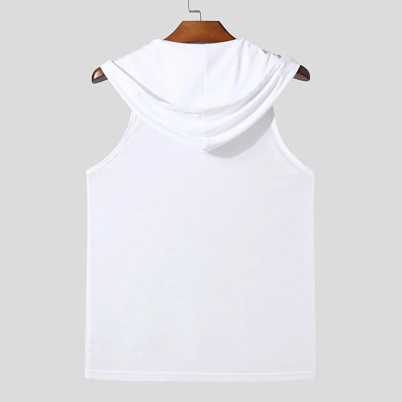 Hooded Drawstring Fitness Vest