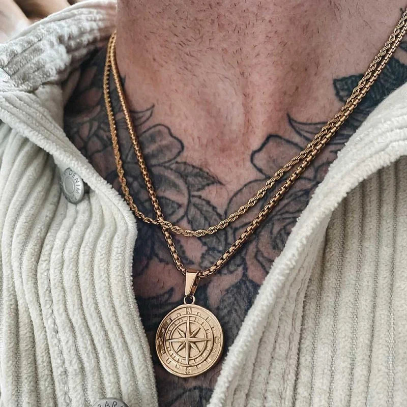 Mprainbow Viking Compass Necklace