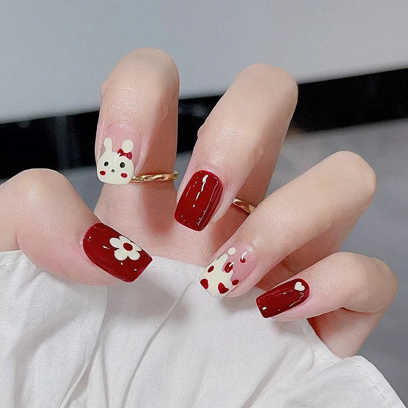 Gradient Wearing Fake Nails Long
