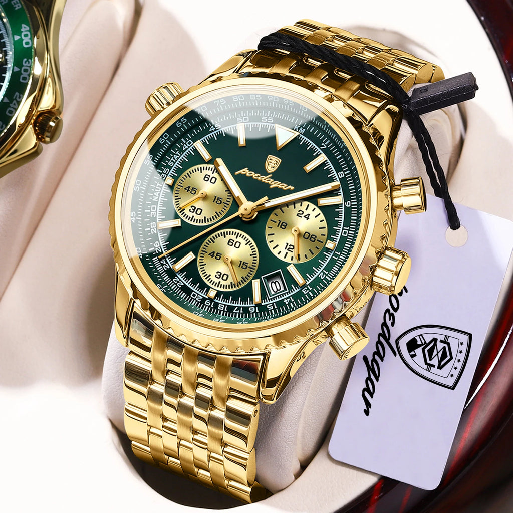 POEDAGAR Business Blue Steel Watch