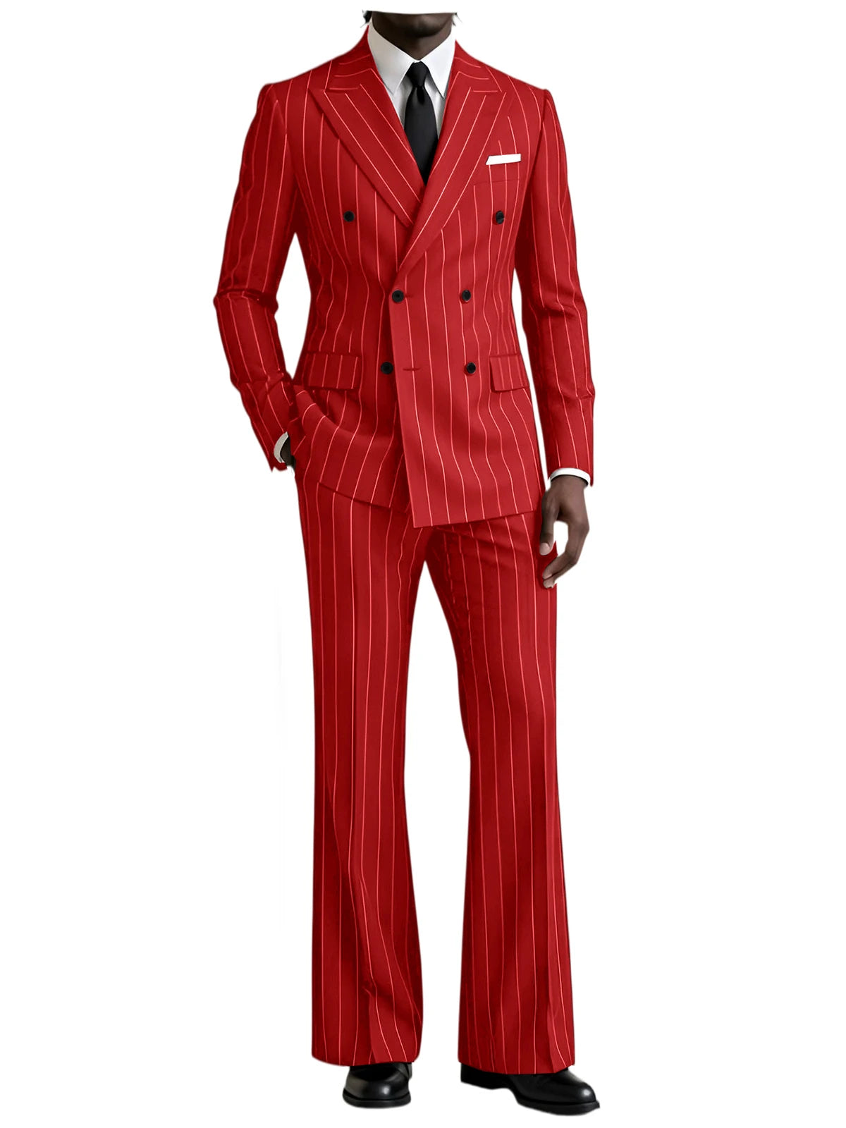 Striped Flare-Pants Formal Tuxedo Set