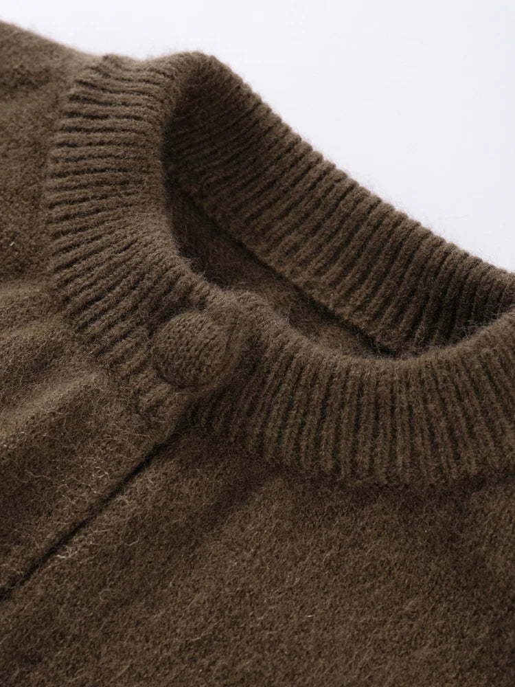 Casual O-Neck Chocolate Cardigan