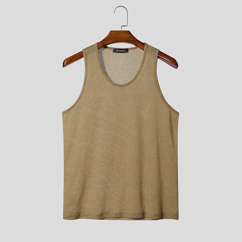 INCERUN Solid Streetwear Tank Top