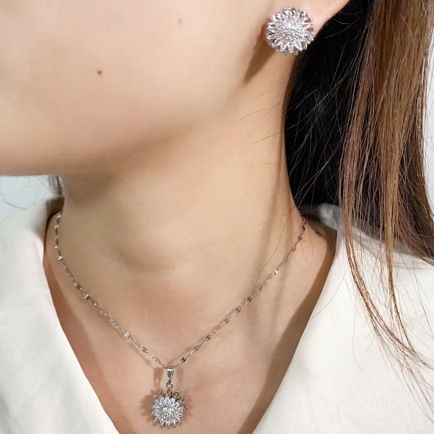 Sunflower Zircon Jewelry Set