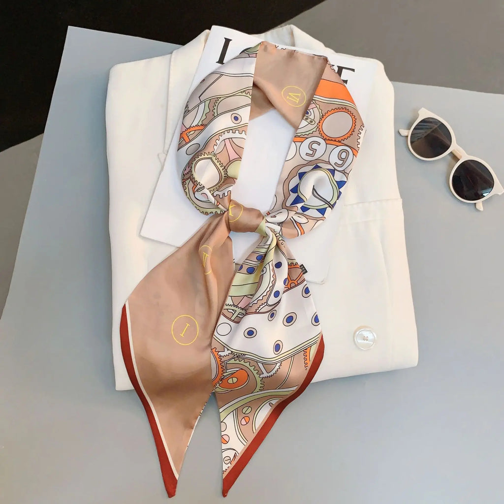 Horse Pattern Long Silk Scarf