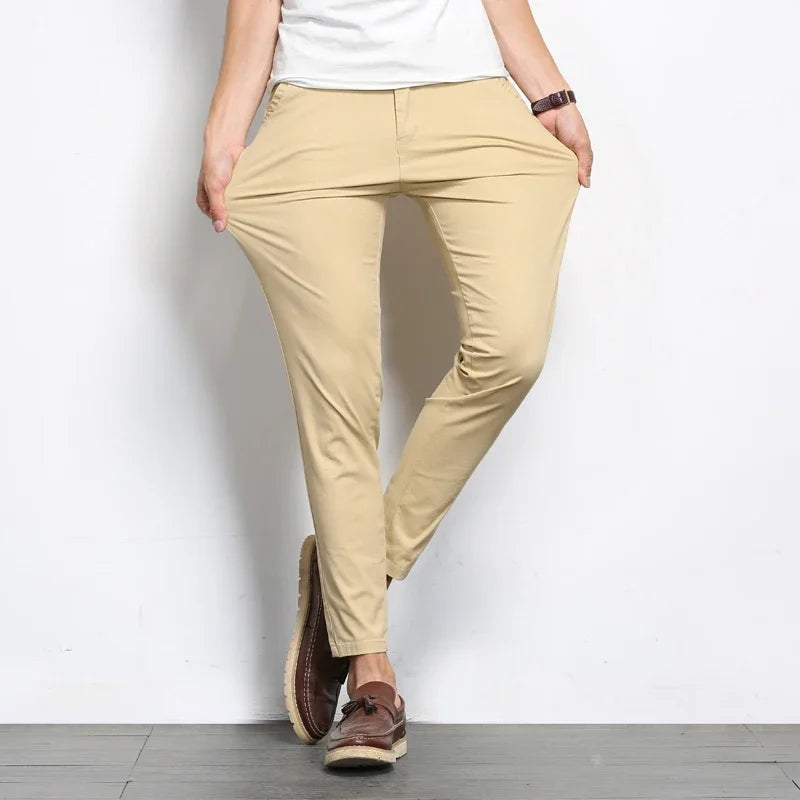 Elastic Ankle-Length Formal Trousers