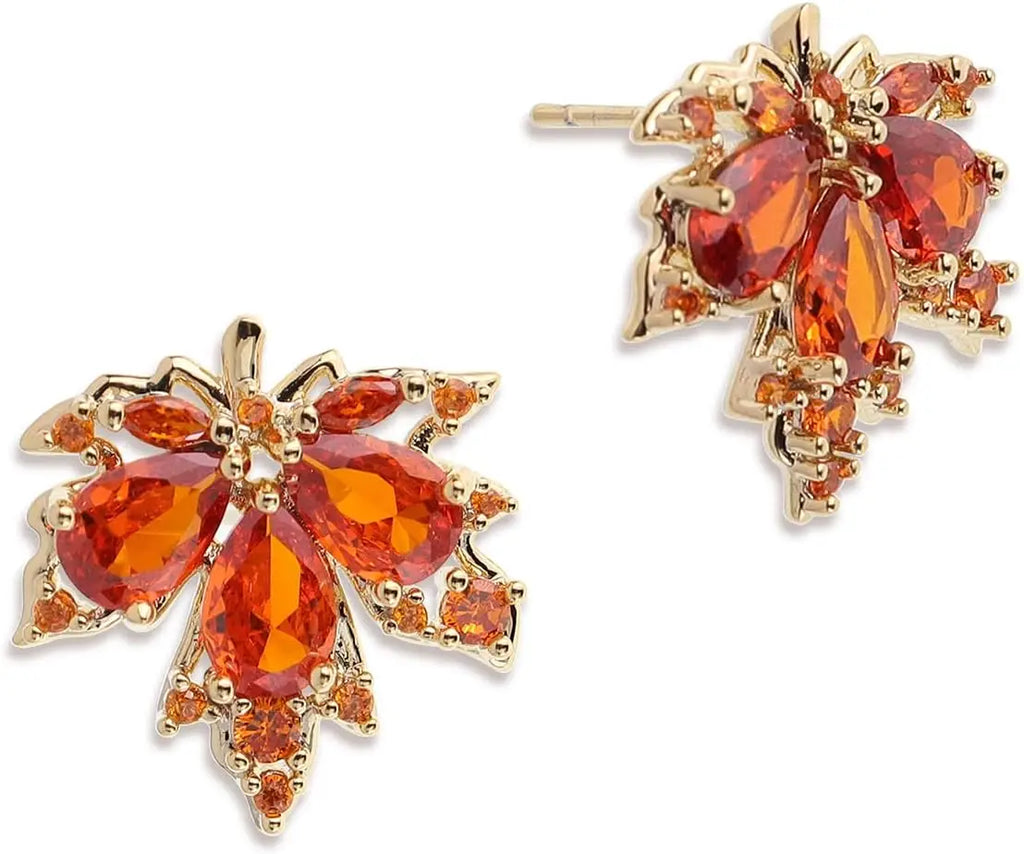 Gold Plant Stud Earrings