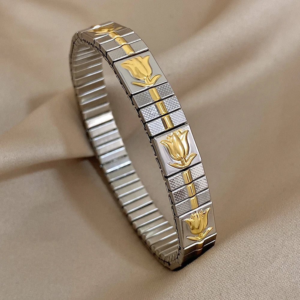 Vintage Heart Star Bangle Bracelet