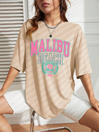 Malibu Beach Letter Print T-Shirt
