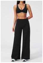 Nylon Striped Sleeveless True-To-Size Fit Two-Piece Yoga Set