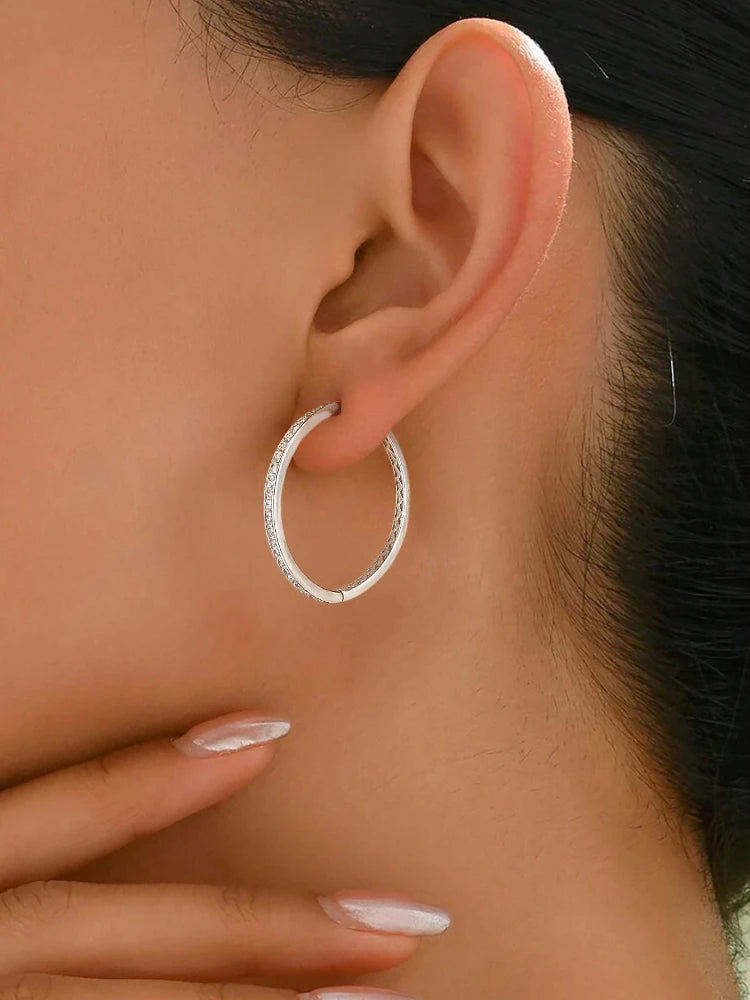 Zircon Silver Hoop Earrings
