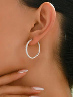 Zircon Silver Hoop Earrings