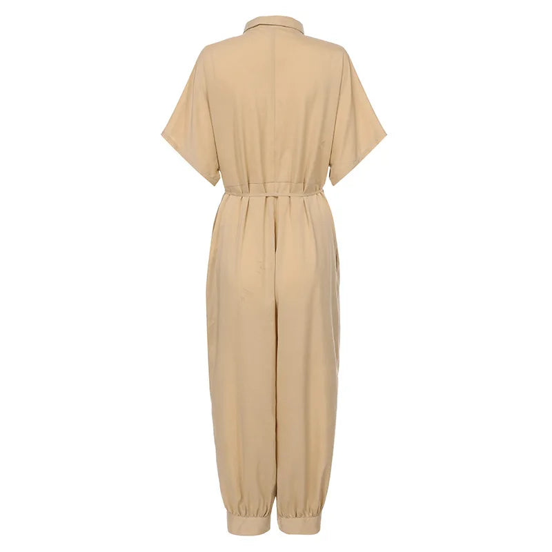 High Waist Short Sleeve Jumpsuit