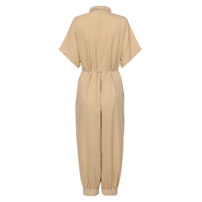 High Waist Short Sleeve Jumpsuit