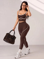 Legging-Style Solid Sleeveless True-To-Size Fit Two-Piece Yoga Set