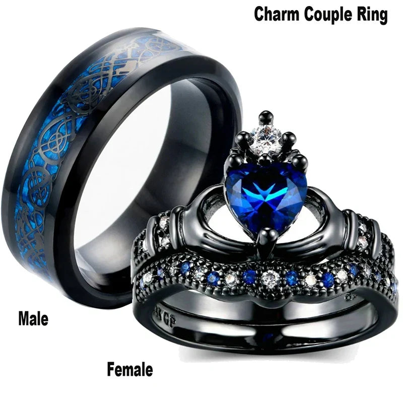 Romantic couple ring set