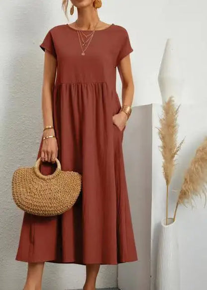 Vintage Solid Summer Dress