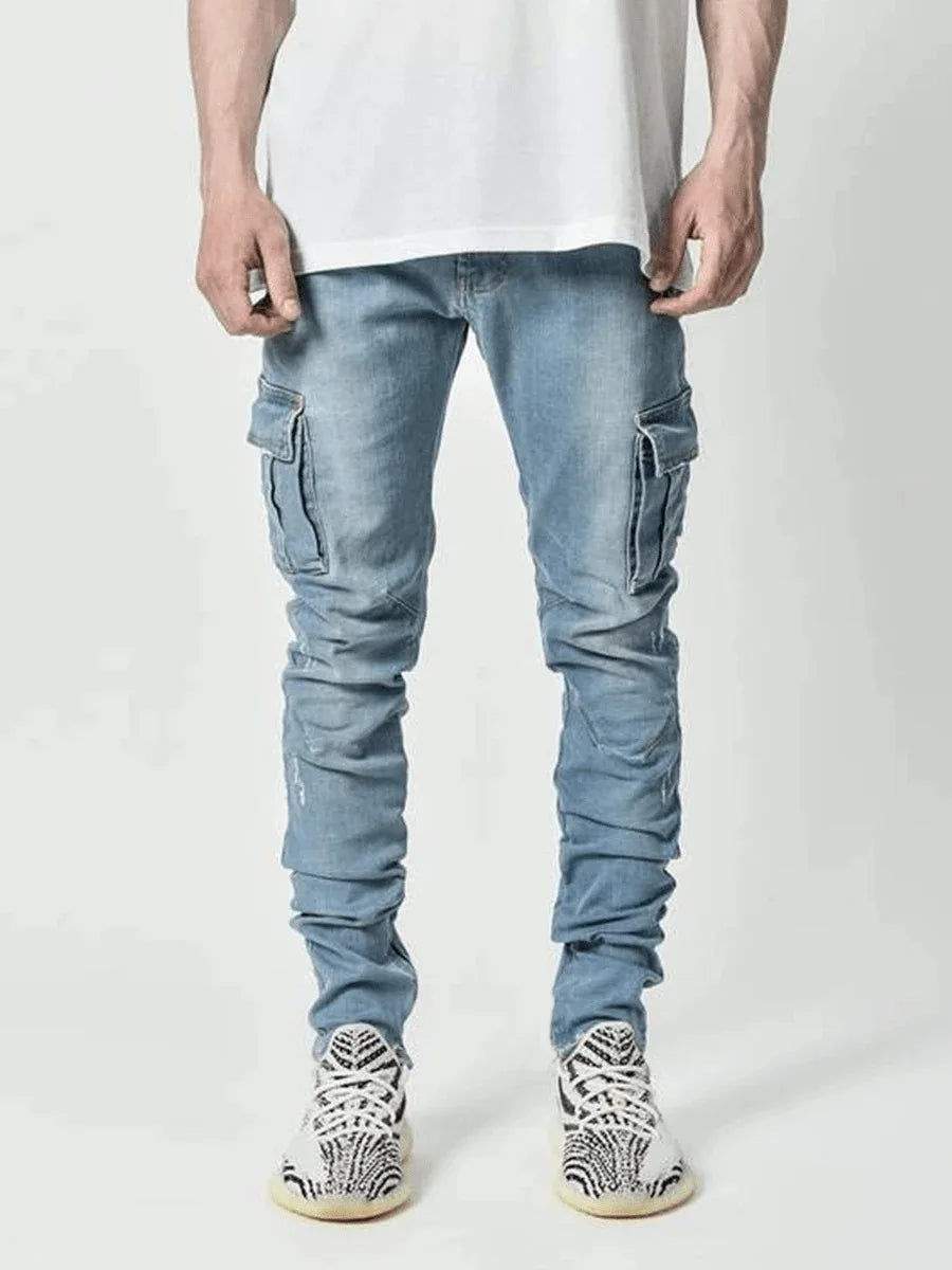 Cargo Denim Multi-Pocket Jeans