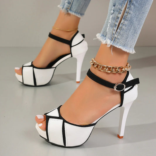 Colorblock Peep Toe Sandals