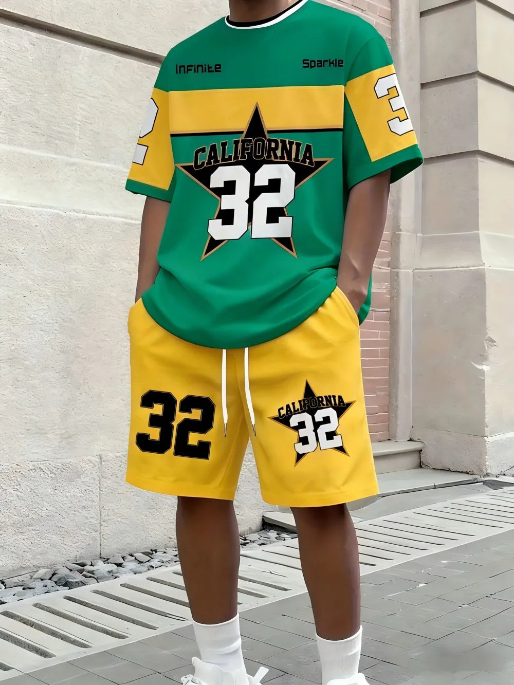 Letter Stripe Print Streetwear Set
