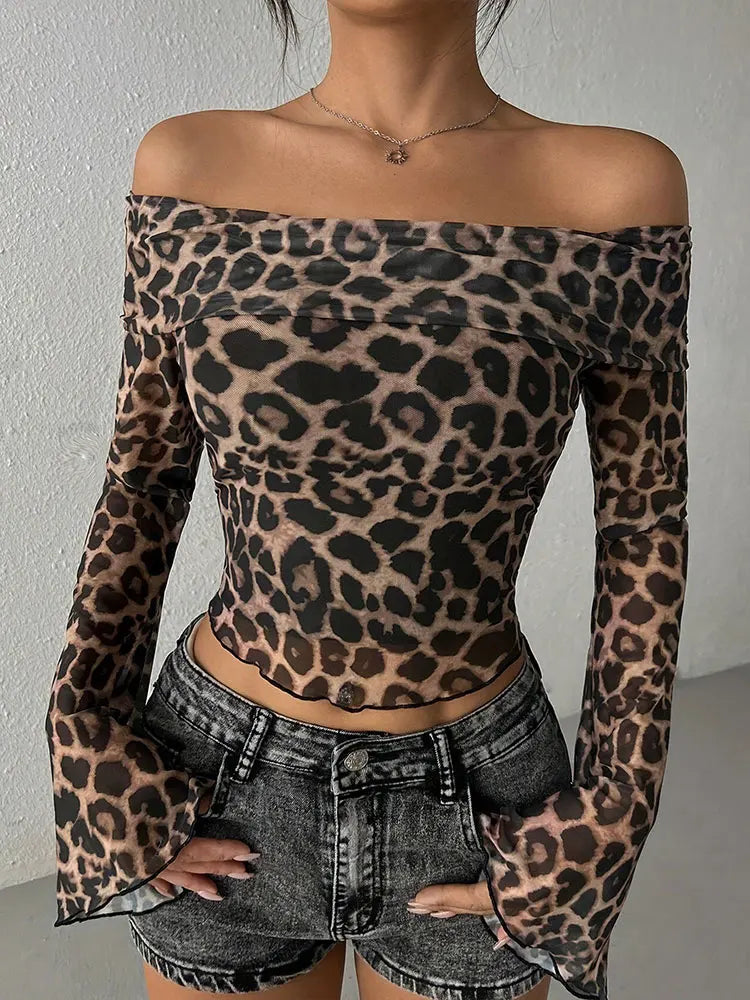 Leopard Off-Shoulder Top