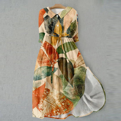 Floral Lapel Party Dress