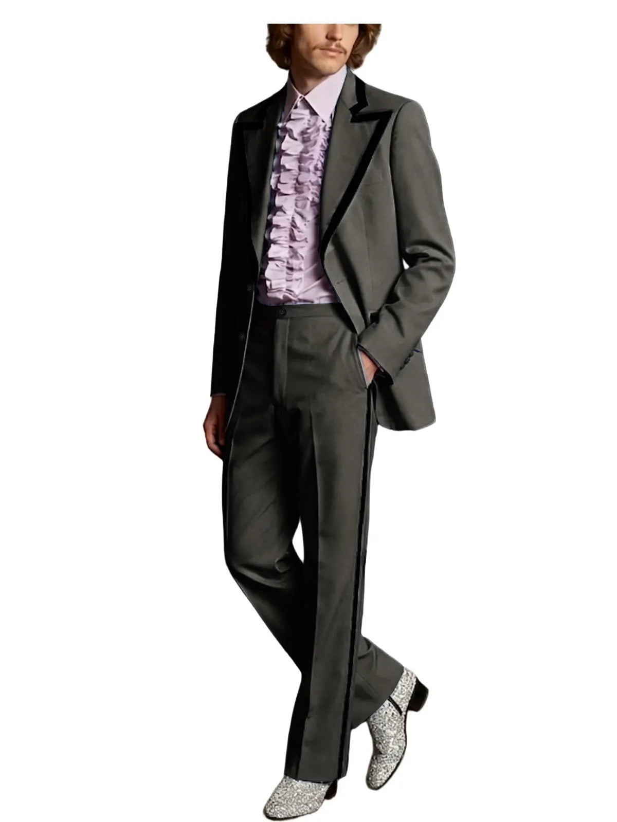 Black Trim Slim Tuxedo Suit Set