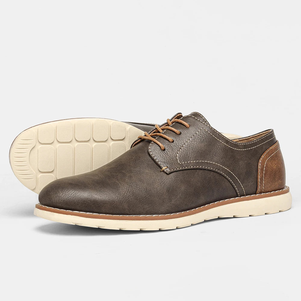 Artificial Leather Lace-Up Loafers