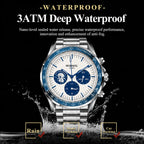MOBWOL Blue Bezel Steel Watch