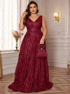 Deep V-Back Sequin Gown