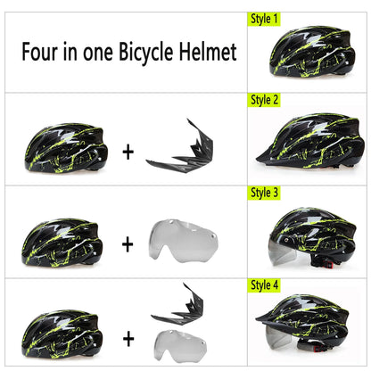 Lightweight Cycling Helmet with Goggles and Visor