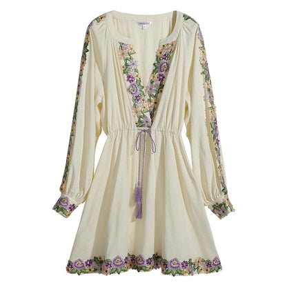 Spring Embroidered Chiffon Dress