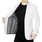 Thin-Stripe Notch-Collar Suit Blazer