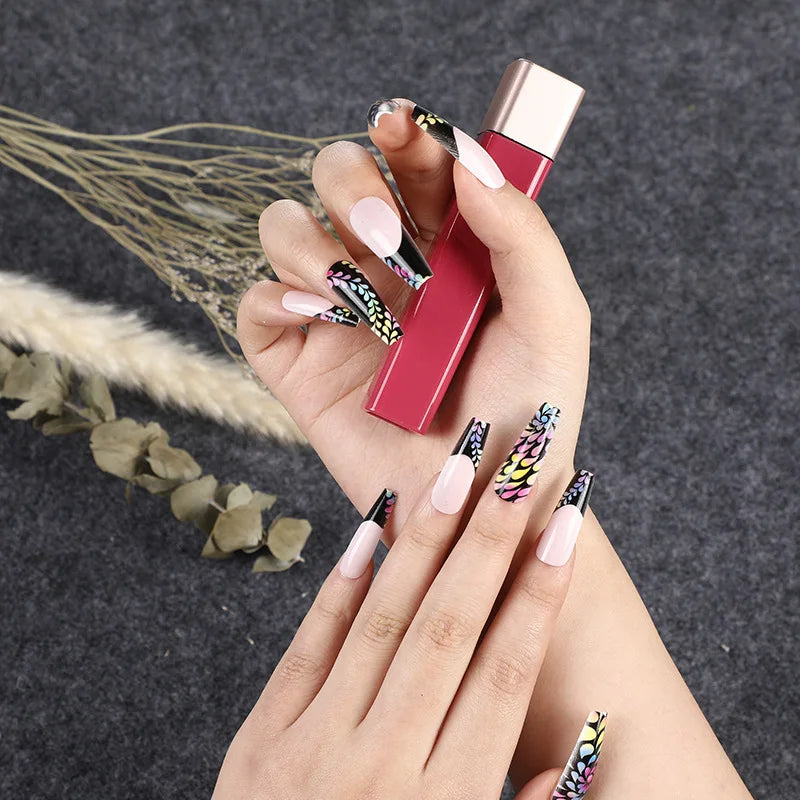 Gradient Wearing Fake Nails Long