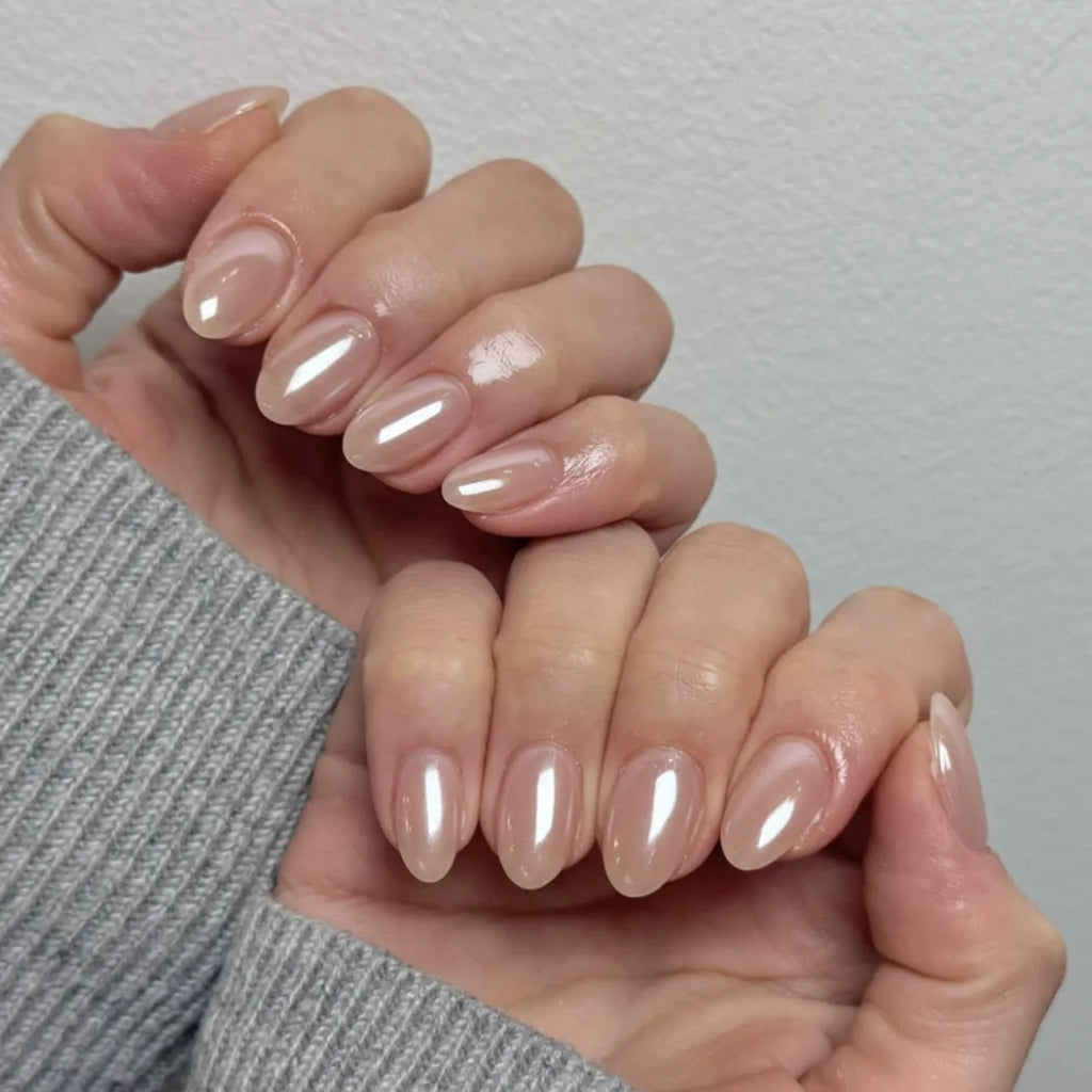 French Tip Fake Nails Almond