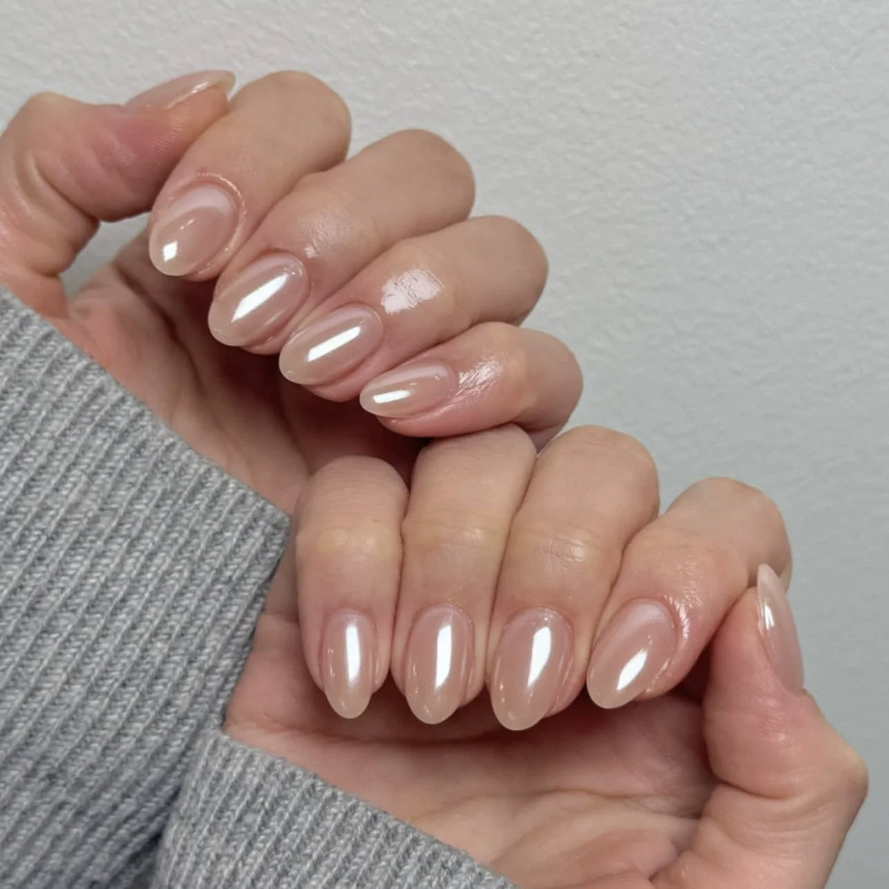 French Tip Fake Nails Almond