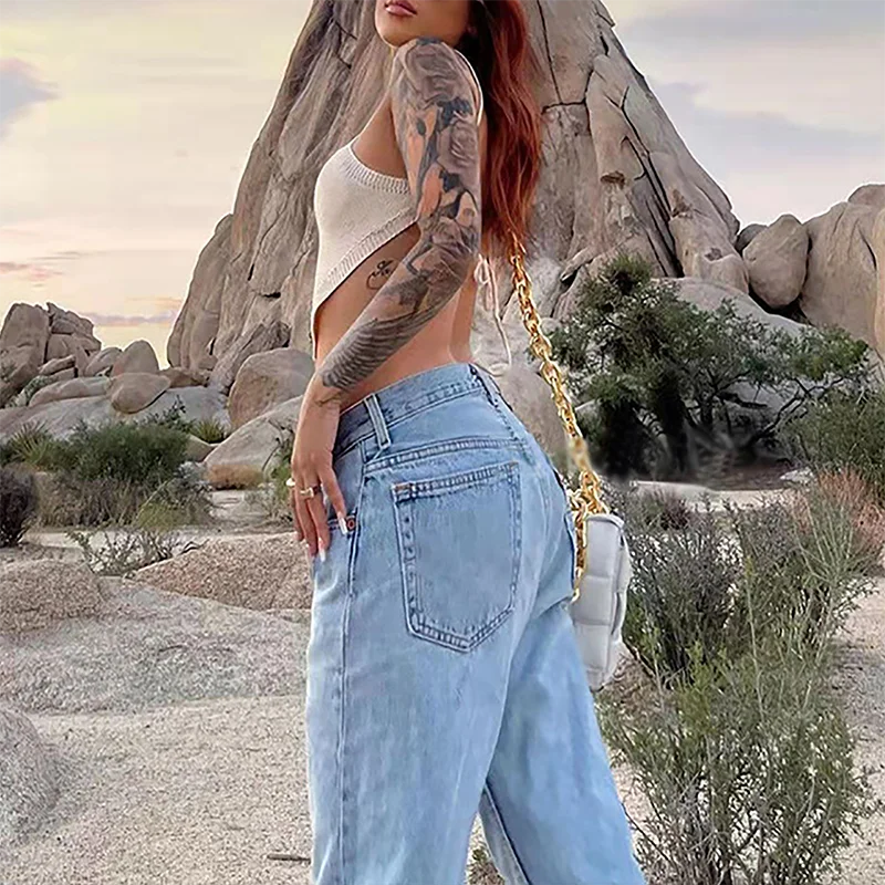Mid Waist Straight Jeans