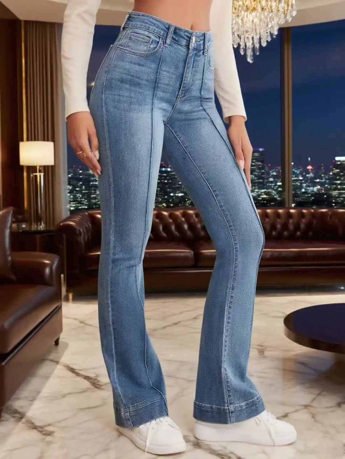 Seam-Detail Bootcut Flared Jeans