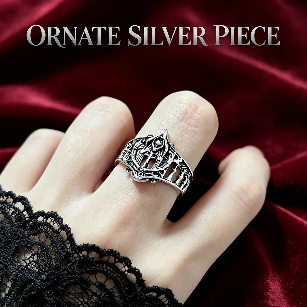 Gothic Openwork Wide-Band Ring