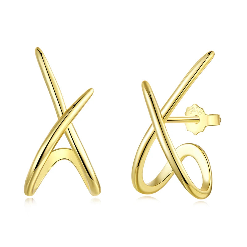Geometric Silver Stud Earrings