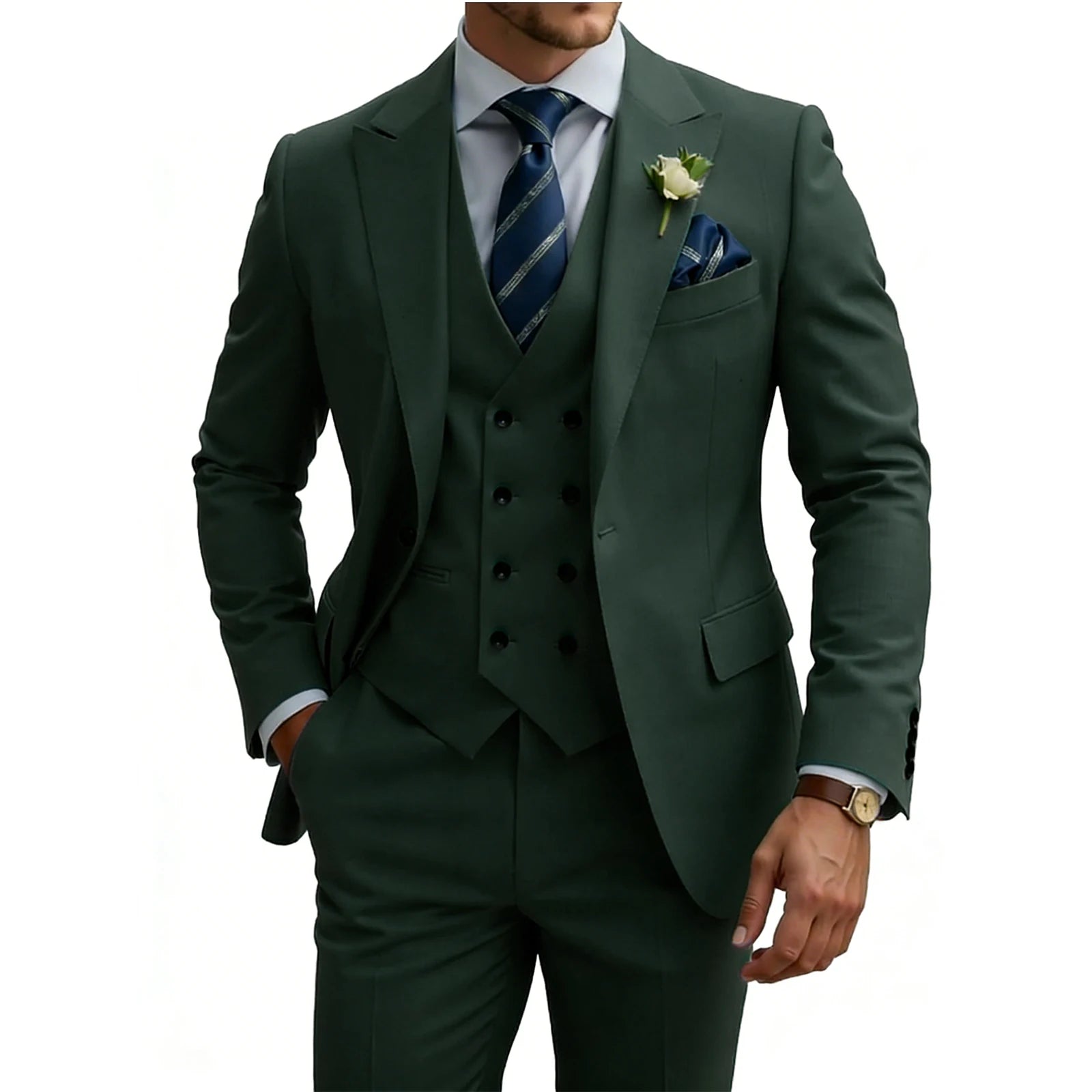Three-Piece Double-Breasted Formal Tuxedo