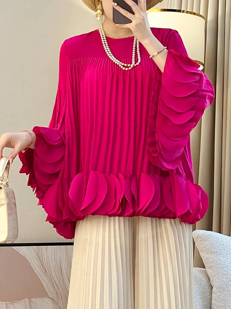 Pleated Appliques Fashion Top