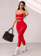 Legging-Style Solid Sleeveless True-To-Size Fit Two-Piece Yoga Set