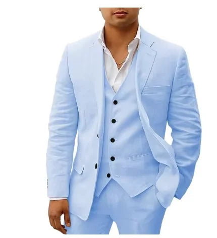 Linen Three-Piece Beach Wedding Tuxedo