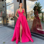 Satin Halter Ball Gown