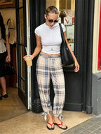 Guobioziy Mesh Bow Straight-Leg Pants