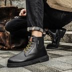 MaiJiaKa Flat-Heel Leather Boots